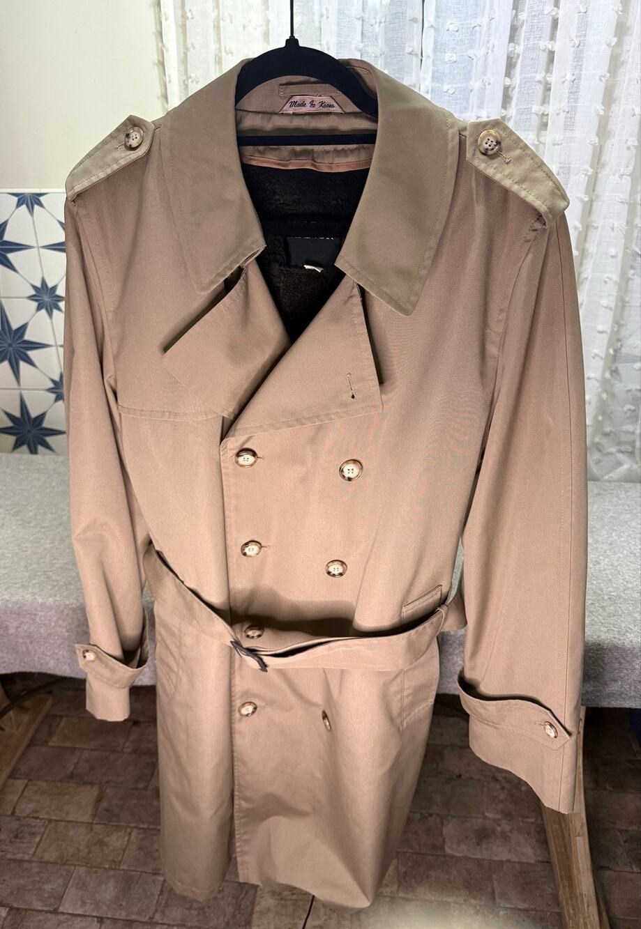 Flawless Vintage Austin Manor Trench Mens 40 Reg Double Breasted Faux Fur Liner